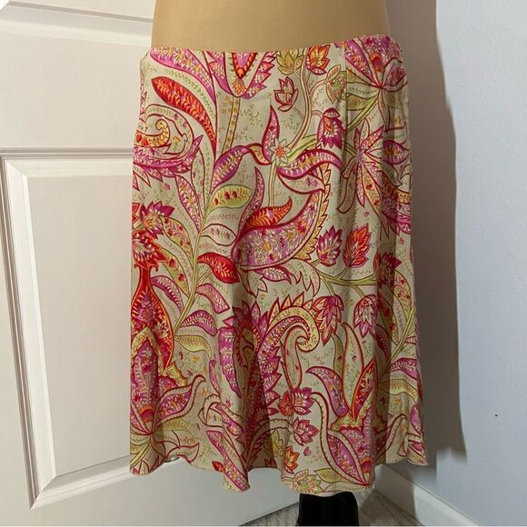 Talbots Pink and Green Floral Midi Skirt - Picture 1 of 5